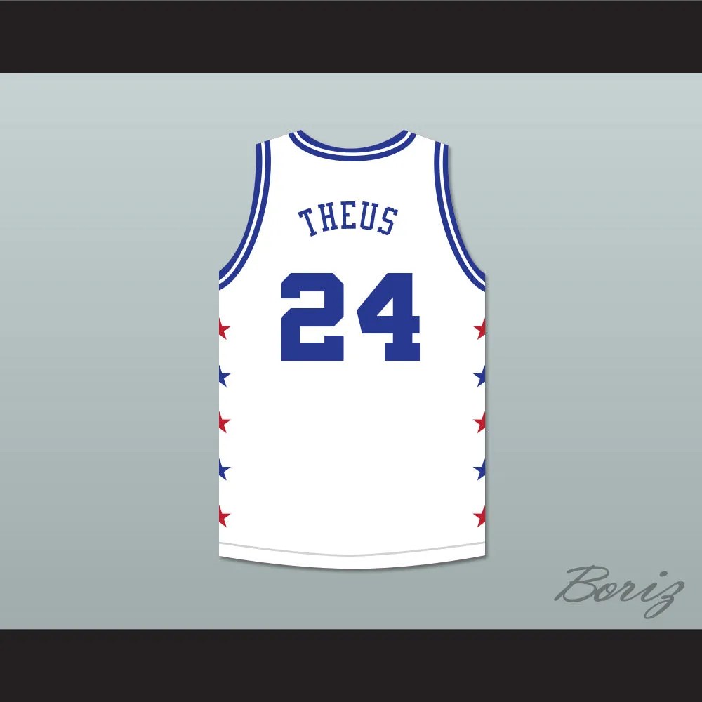 Reggie Theus 24 Magic Johnson All Star Game White Basketball Jersey 1986 Midsummer Night's Magic Charity Event