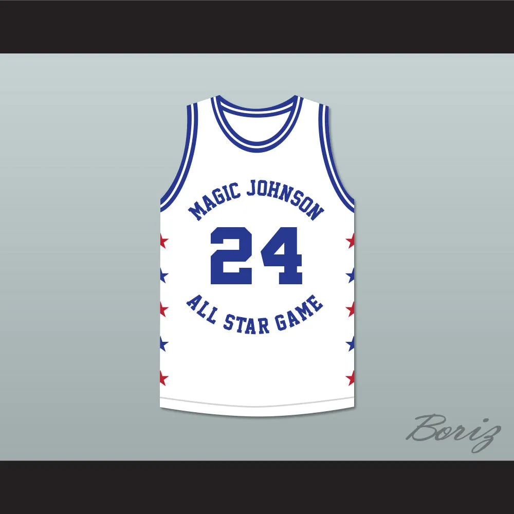 Reggie Theus 24 Magic Johnson All Star Game White Basketball Jersey 1986 Midsummer Night's Magic Charity Event