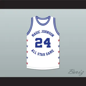 Reggie Theus 24 Magic Johnson All Star Game White Basketball Jersey 1986 Midsummer Night's Magic Charity Event