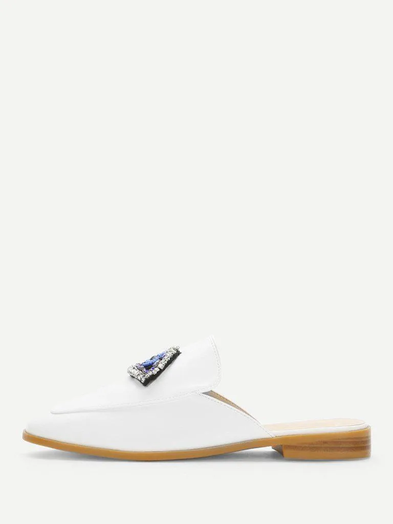 Rhinestone Eye Loafer Mules