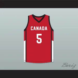 R.J. Barrett 5 Canada Red Basketball Jersey