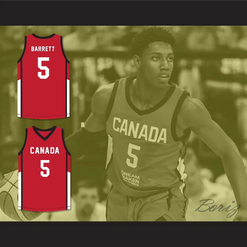 R.J. Barrett 5 Canada Red Basketball Jersey