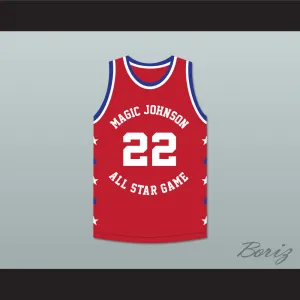 Rolando Blackman 22 Magic Johnson All Star Game Red Basketball Jersey 1990 Midsummer Night's Magic Charity Event