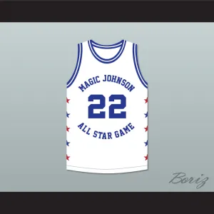 Rolando Blackman 22 Magic Johnson All Star Game White Basketball Jersey 1986 Midsummer Night's Magic Charity Event