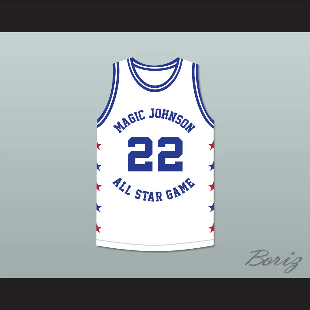 Rolando Blackman 22 Magic Johnson All Star Game White Basketball Jersey 1986 Midsummer Night's Magic Charity Event