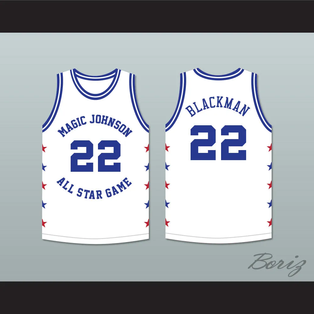 Rolando Blackman 22 Magic Johnson All Star Game White Basketball Jersey 1986 Midsummer Night's Magic Charity Event