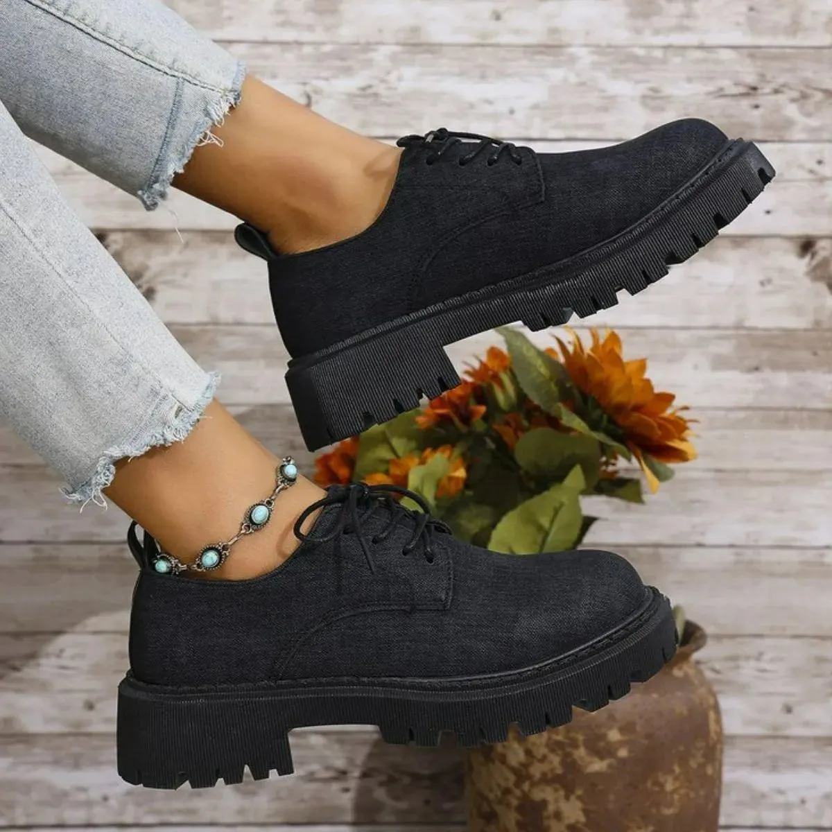 Round Toe Block Heels Loafers