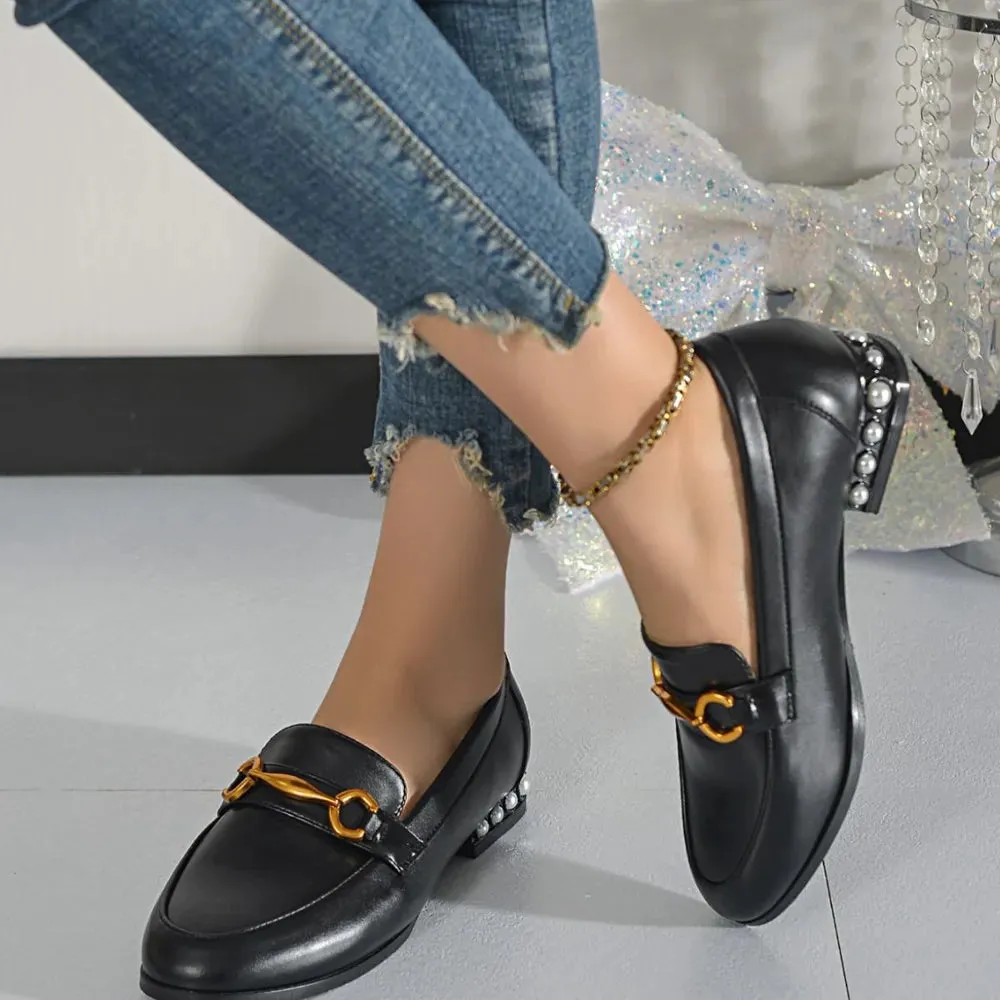 Round Toe Block Heels Loafers