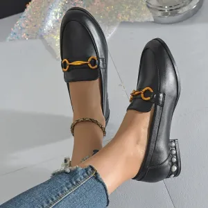 Round Toe Block Heels Loafers