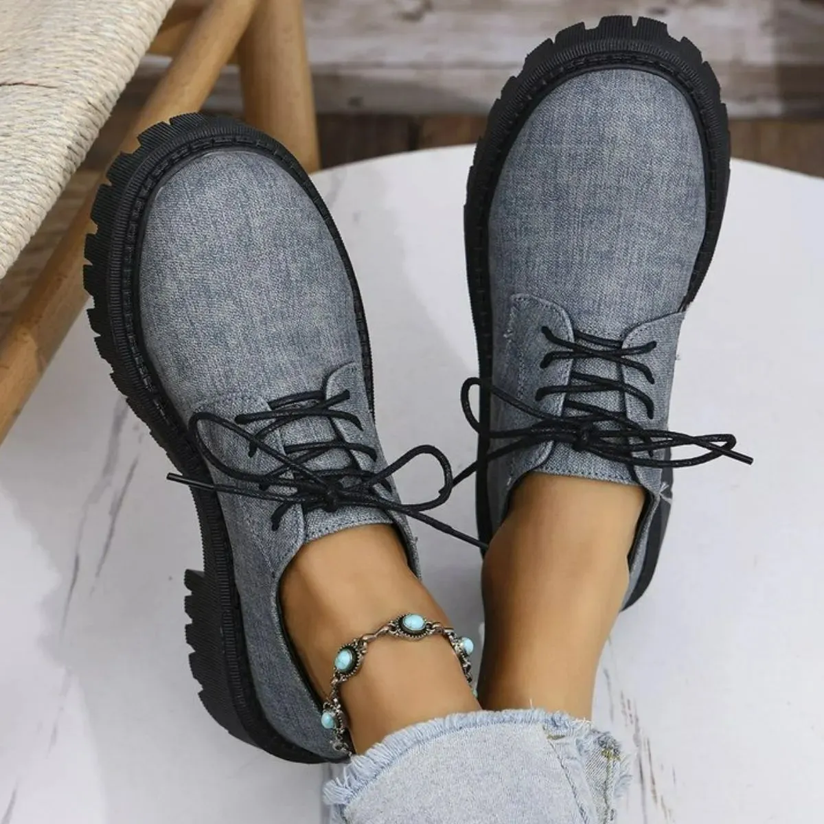 Round Toe Block Heels Loafers