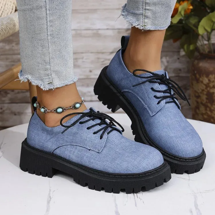 Round Toe Block Heels Loafers