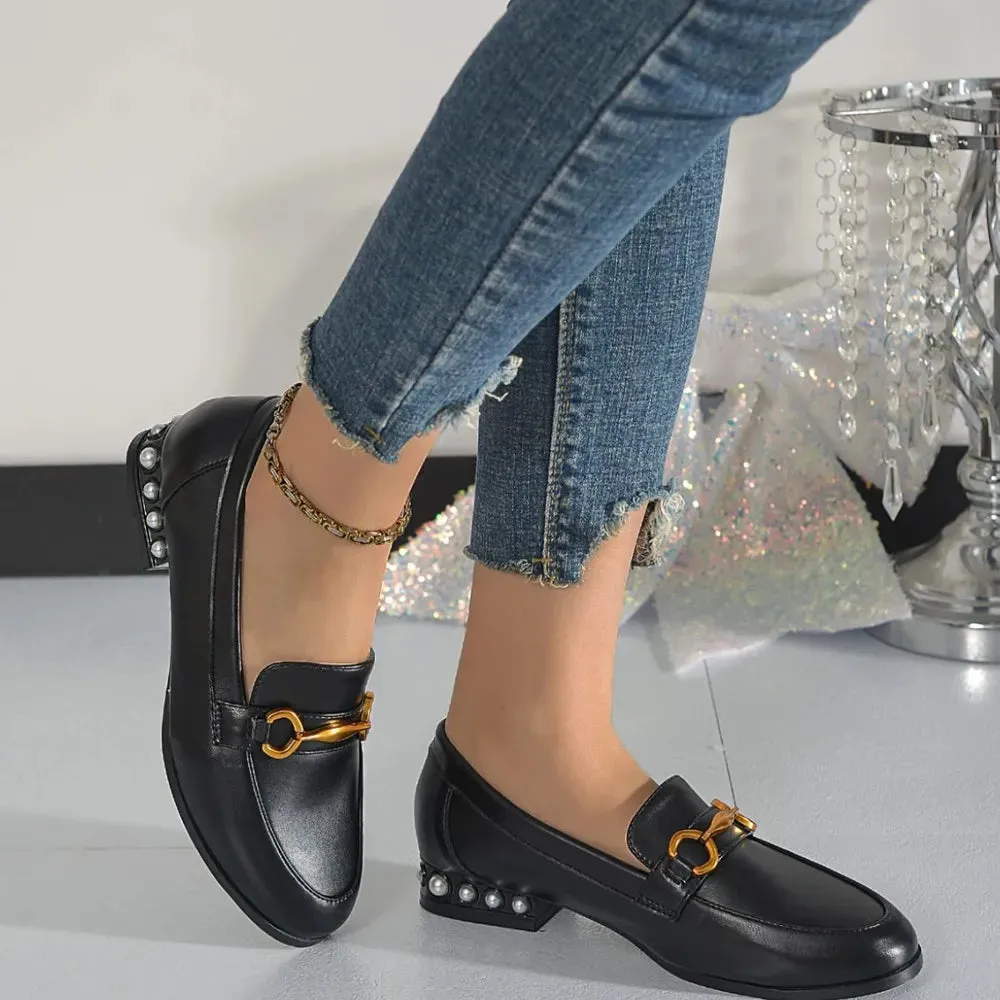 Round Toe Block Heels Loafers
