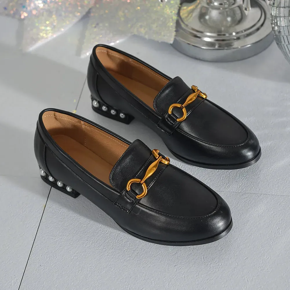 Round Toe Block Heels Loafers