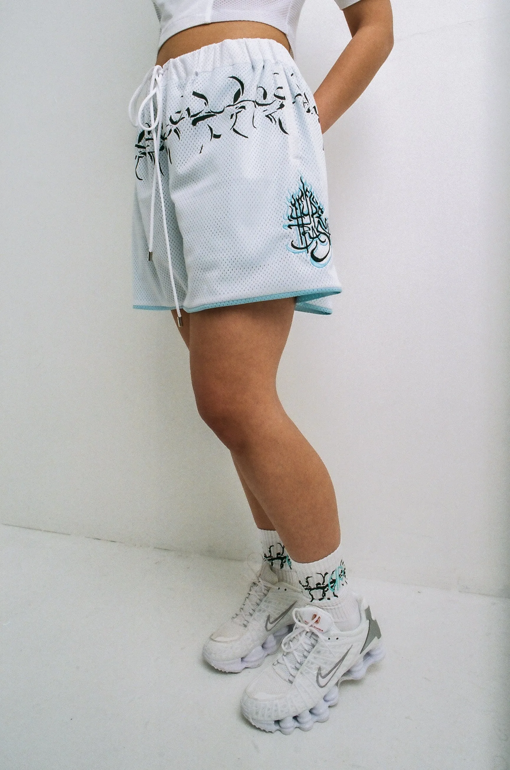 RUKHA Mesh Shorts White