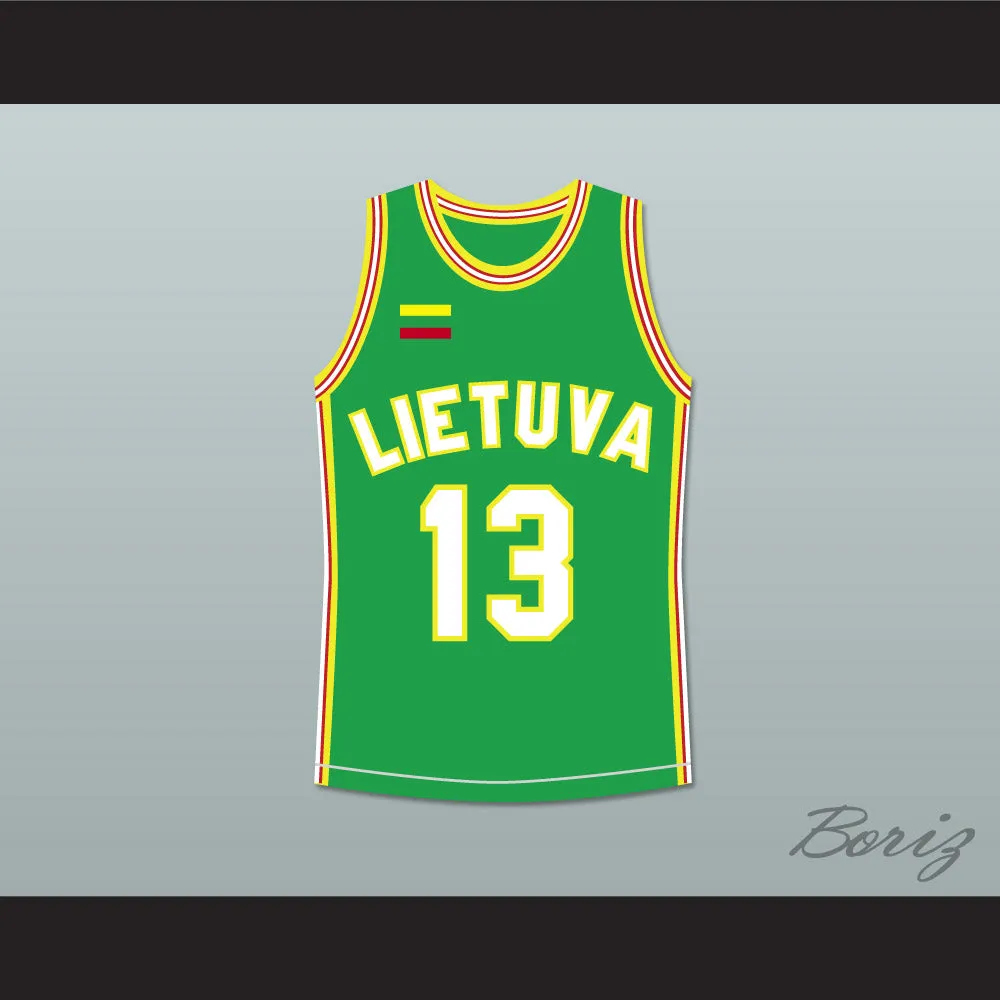 Sarunas Marciulionis 13 Lithuania Green Basketball Jersey 1
