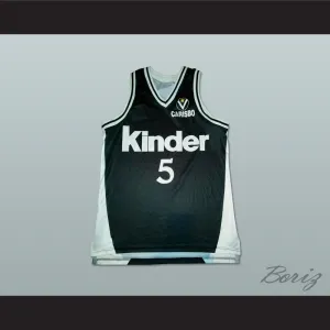 Sasha Danilovic 5 Virtus Kinder Bologna Black Basketball Jersey