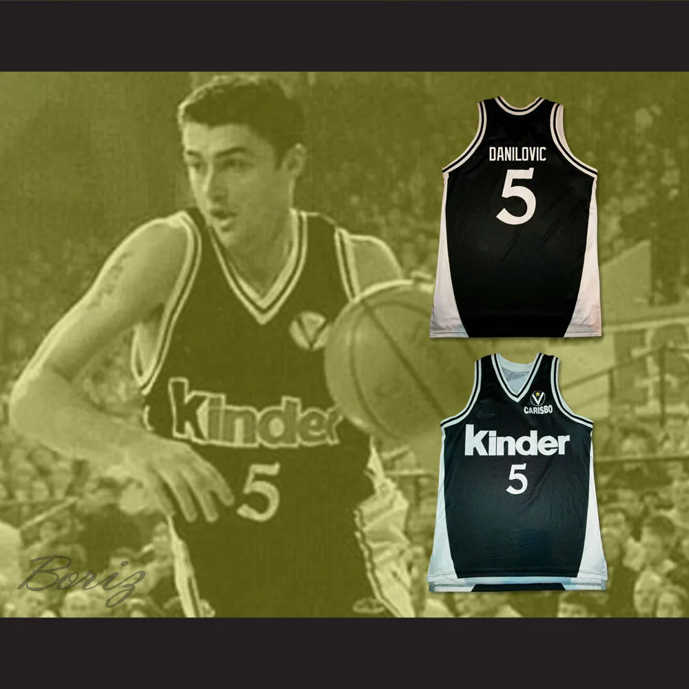Sasha Danilovic 5 Virtus Kinder Bologna Black Basketball Jersey