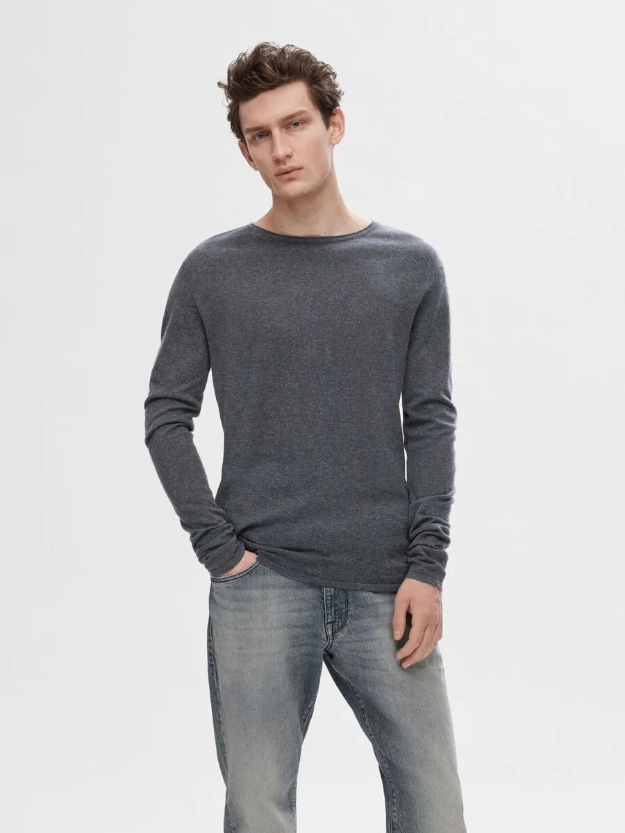 SELECTED | LANGÄRMELIGER PULLOVER ROME | Anthrazit