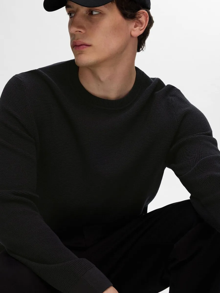 SELECTED | PULLOVER ROSS MIT RUNDHALSAUSSCHNITT | Black