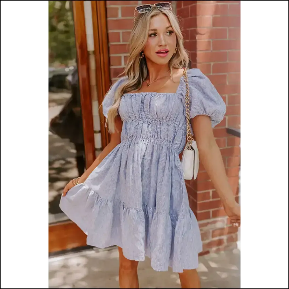 Sky Blue Stripe Babydoll Dress: Cute , Needful Things