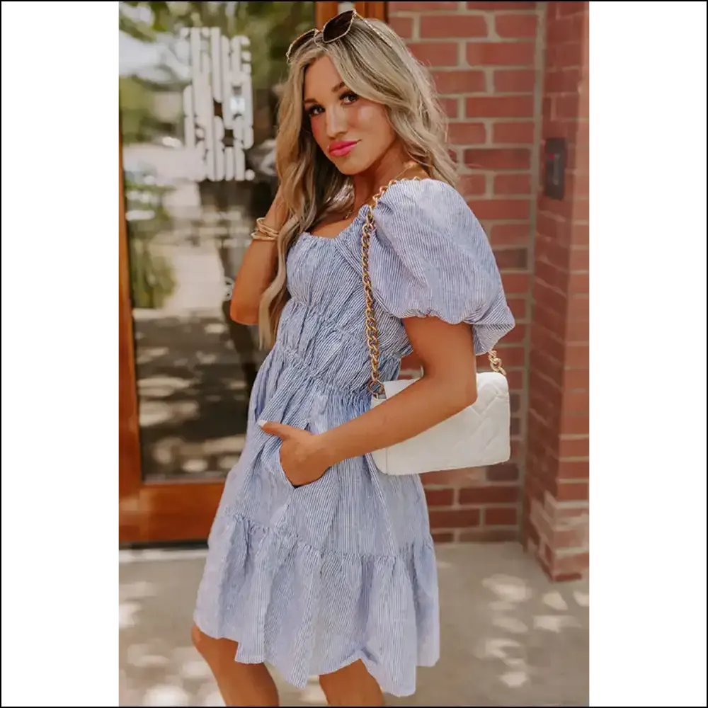 Sky Blue Stripe Babydoll Dress: Cute , Needful Things