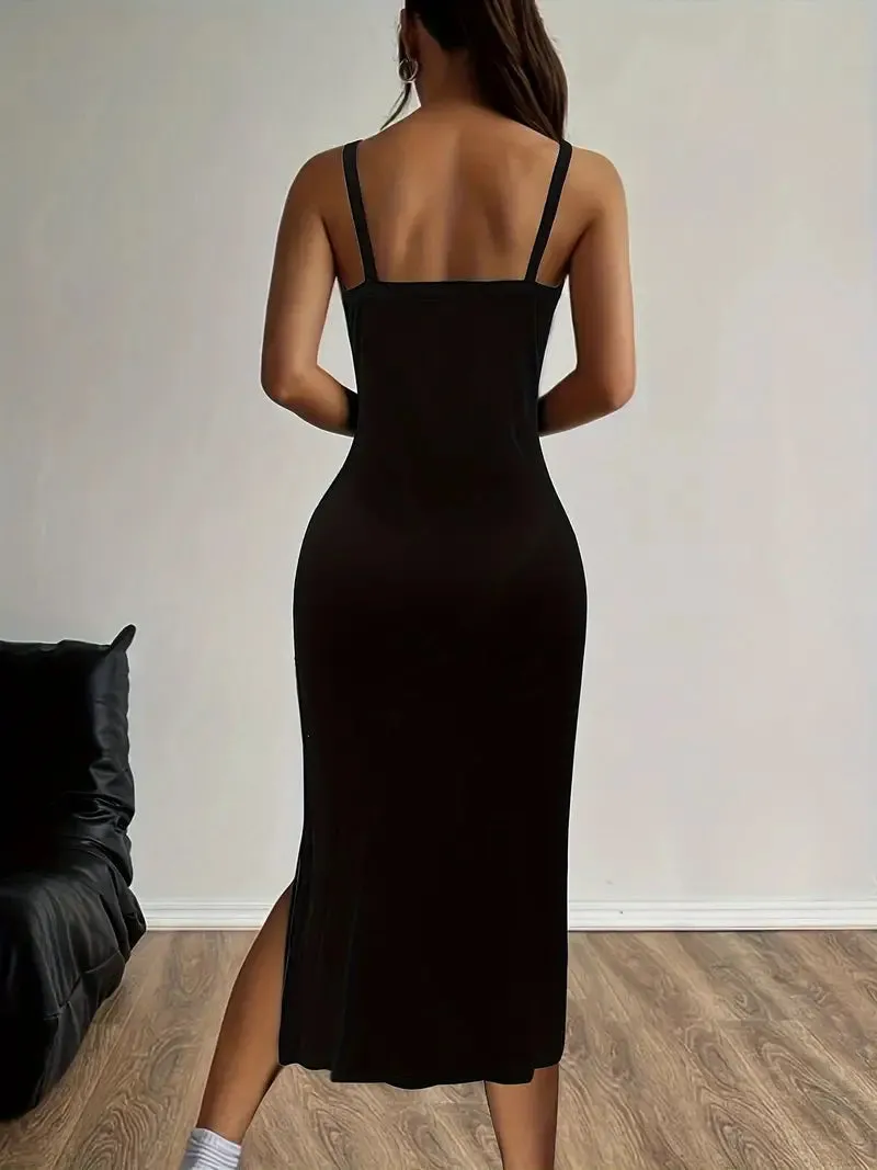 Sleek Midi Dress with Adjustable Straps