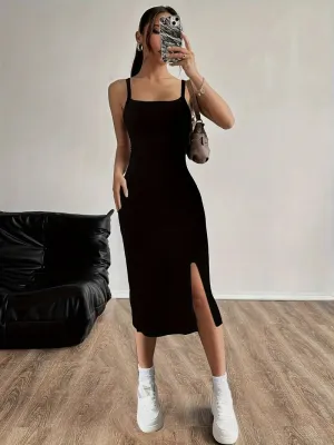 Sleek Midi Dress with Adjustable Straps