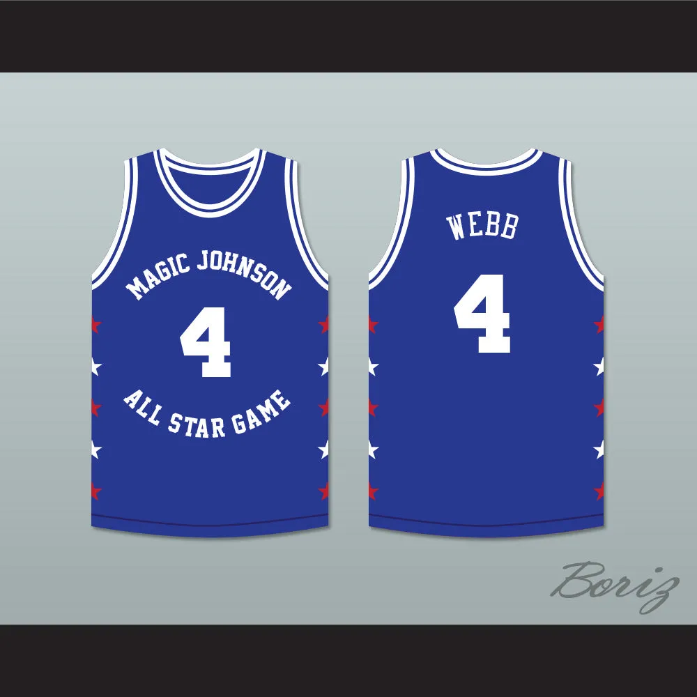 Spud Webb 4 Magic Johnson All Star Game Blue Basketball Jersey 1989 Midsummer Night's Magic Charity Event