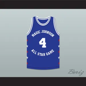 Spud Webb 4 Magic Johnson All Star Game Blue Basketball Jersey 1989 Midsummer Night's Magic Charity Event