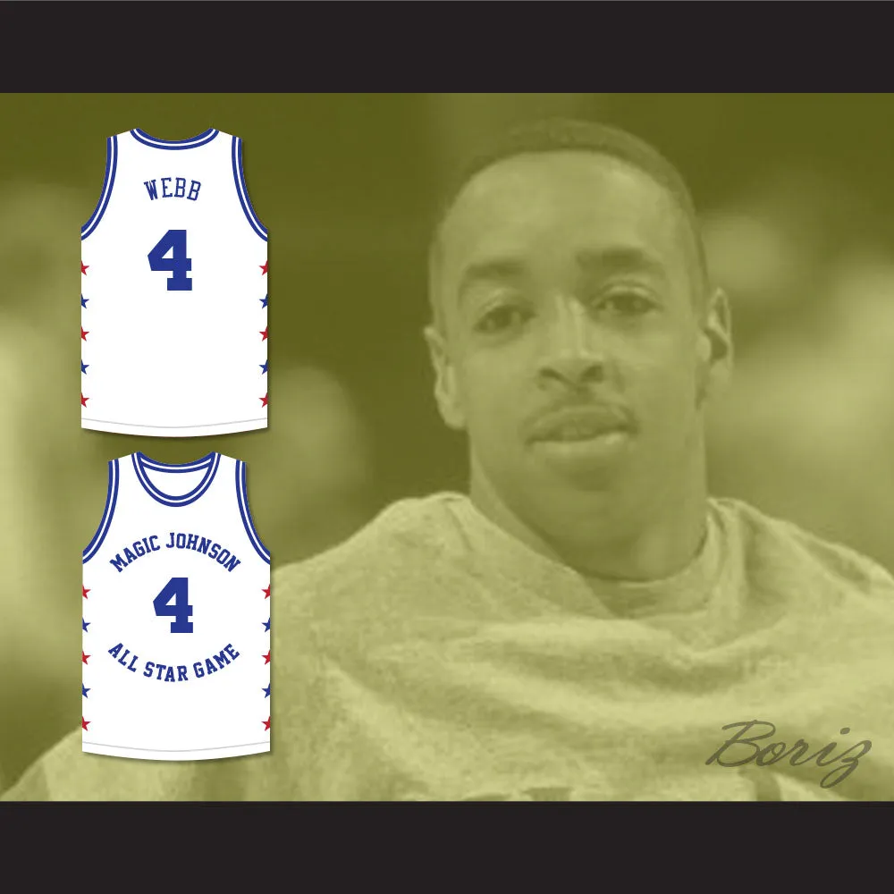 Spud Webb 4 Magic Johnson All Star Game White Basketball Jersey 1990 Midsummer Night's Magic Charity Event
