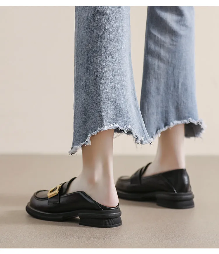 Thick-soled Loafers for Women Autumn and Winter Retro Soft-soled Thick-heeled Shoes