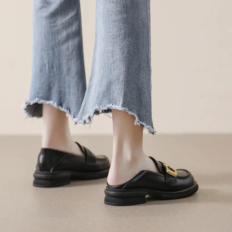 Thick-soled Loafers for Women Autumn and Winter Retro Soft-soled Thick-heeled Shoes