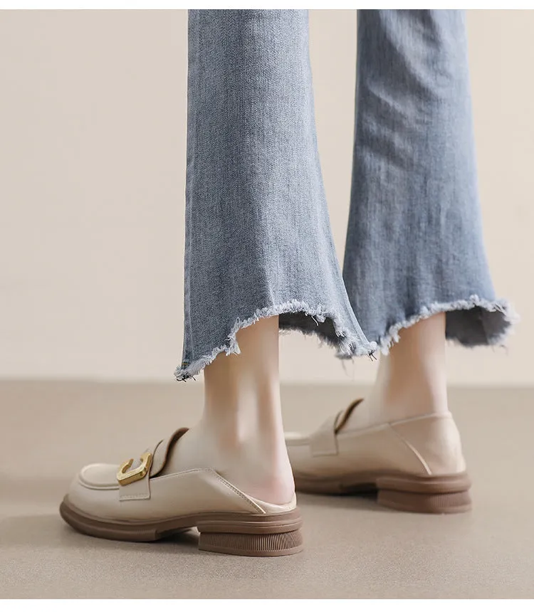Thick-soled Loafers for Women Autumn and Winter Retro Soft-soled Thick-heeled Shoes