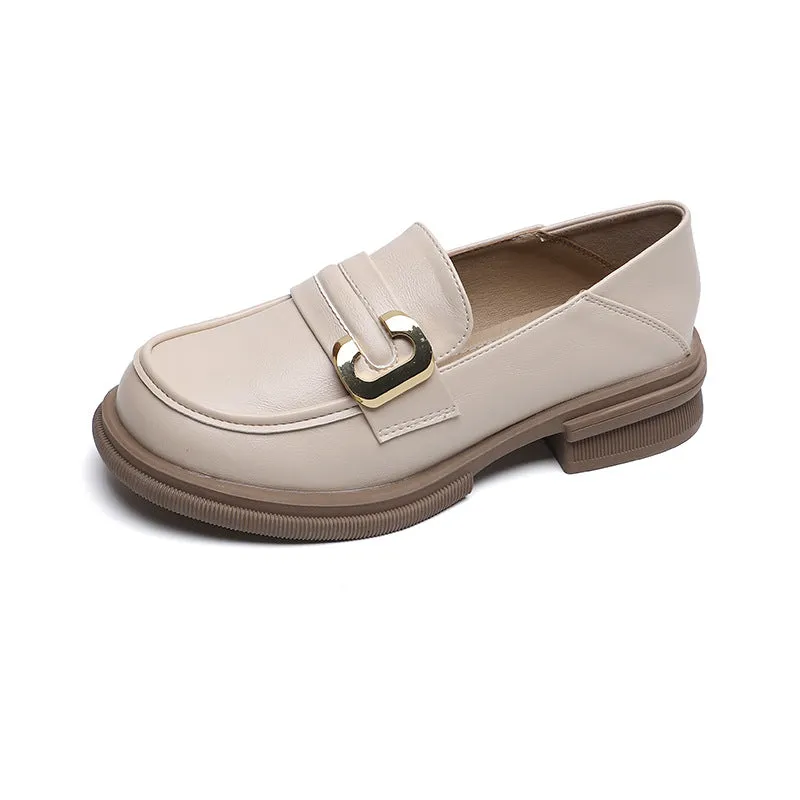 Thick-soled Loafers for Women Autumn and Winter Retro Soft-soled Thick-heeled Shoes