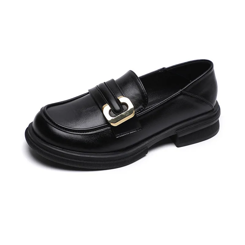 Thick-soled Loafers for Women Autumn and Winter Retro Soft-soled Thick-heeled Shoes