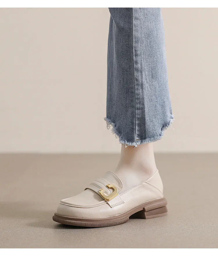 Thick-soled Loafers for Women Autumn and Winter Retro Soft-soled Thick-heeled Shoes