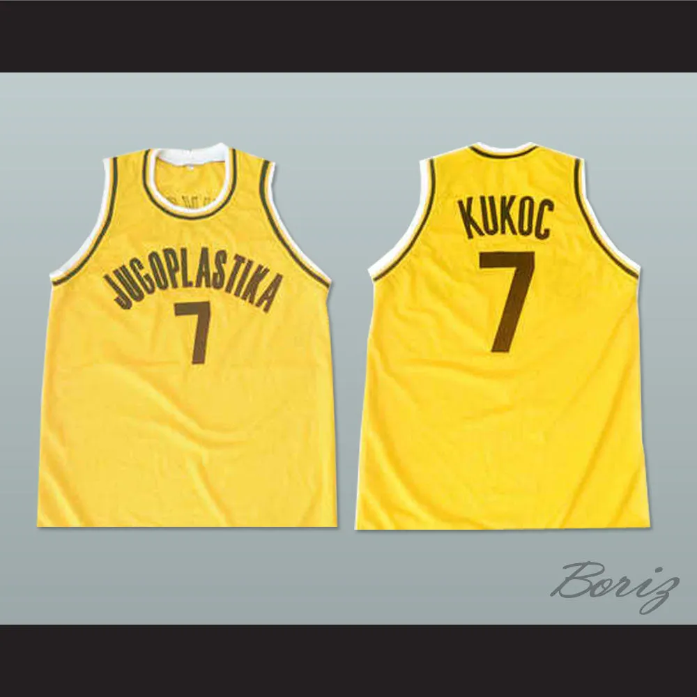 Toni Kukoc 7 Jugoplastika Yellow Basketball Jersey