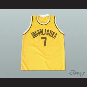 Toni Kukoc 7 Jugoplastika Yellow Basketball Jersey