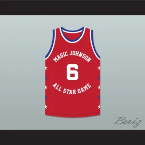Trent Tucker 6 Magic Johnson All Star Game Red Basketball Jersey 1990 Midsummer Night's Magic Charity Event
